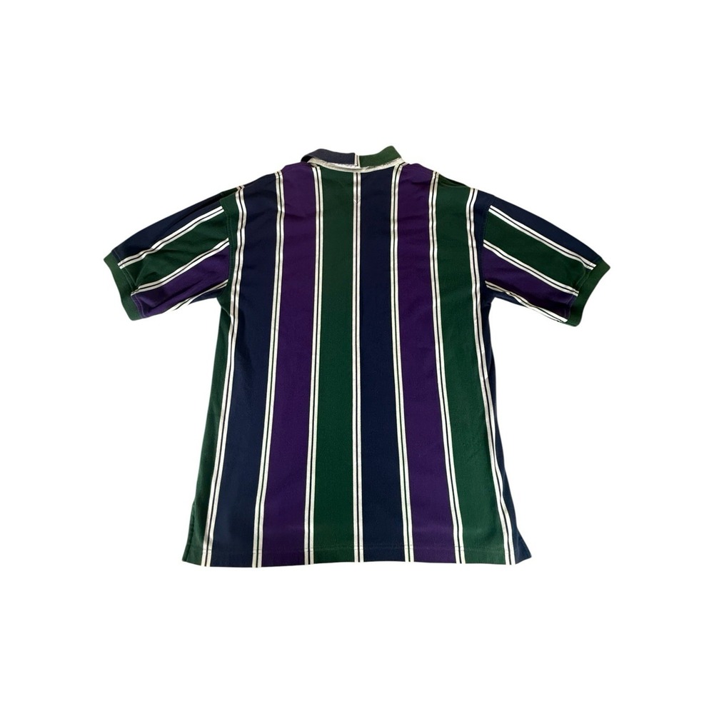 VINTAGE Tommy Hilfiger Shirt Adult XXL Green Purple Vertical Rugby Stripe Mens - Picture 2 of 7